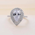 Three Piece Water Drop Ring Set For Women, Geometric Zircon Inlaid Light Luxury Jewelry view 3
