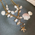 Light Luxury Faux Pearl Starfish Conch Layered Collarbone Necklace For Women view 4