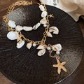 Light Luxury Faux Pearl Starfish Conch Layered Collarbone Necklace For Women view 2
