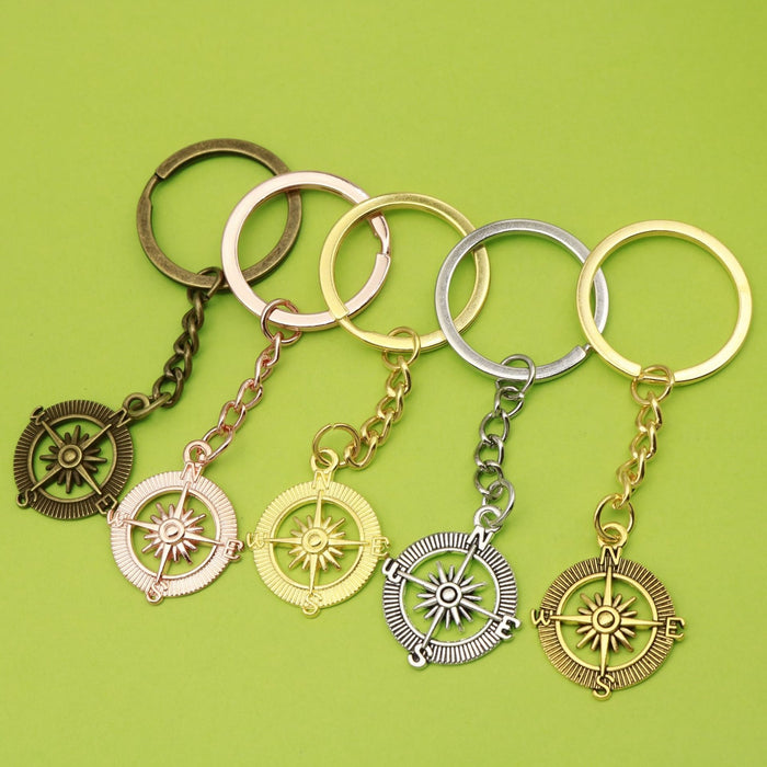 Metal Minimalist Compass Keychain For Travel Gift