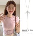 Light Luxury Alloy Bow Pendant Sweater Necklace Trendy Versatile Collarbone Chain view 1