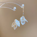 Elegant Vintage Zircon Pearl Petal Tassel Drop Earrings With Silver Pins For Women view 2