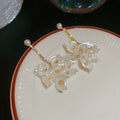 Elegant Vintage Zircon Pearl Petal Tassel Drop Earrings With Silver Pins For Women view 4