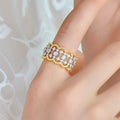 Ethnic Two Tone Hollow Ring For Women, Palace Style French Openwork Elegant Chic Finger Jewelry view 3