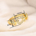 Gold Color Horseshoe Ring With Buckle Design And Micro Pave Zircon, Luxury Jewelry view 4
