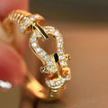 Gold Color Horseshoe Ring With Buckle Design And Micro Pave Zircon, Luxury Jewelry view 2