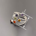 Irregular Combination Colorful Zircon Ring For Women, Multi Layer Wrapped Line Statement Jewelry view 4