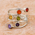 Irregular Combination Colorful Zircon Ring For Women, Multi Layer Wrapped Line Statement Jewelry view 2