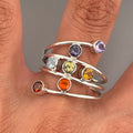Irregular Combination Colorful Zircon Ring For Women, Multi Layer Wrapped Line Statement Jewelry view 3