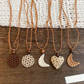 Bohemian Long Heart Woven Copper Zircon Necklace For Women Summer Beach Vacation Ethnic Round Geometric Jewelry view 3