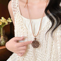 Bohemian Long Heart Woven Copper Zircon Necklace For Women Summer Beach Vacation Ethnic Round Geometric Jewelry view 4