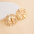 Luxury Hammered Alloy Big Round Disc Geometric Statement Stud Earrings for Women Oversized Metal Earrings view 3