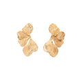Vintage Luxury Oversized Irregular Wrinkled Flower Petal Gold Alloy Statement Stud Earrings view 5