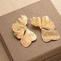 Vintage Luxury Oversized Irregular Wrinkled Flower Petal Gold Alloy Statement Stud Earrings view 4