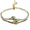Gold Plated Copper Zircon Snake Bangle For Women Light Luxury Vintage Animal Jewelry view 5