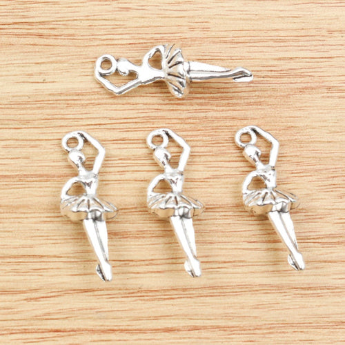Alloy Ballet Dancer Pendant Charms 27x6mm 1.5g For DIY Necklace Bracelet Jewelry Accessories