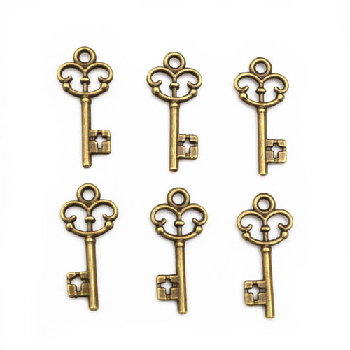 Alloy Faux Key Pendant Charms 22x10mm For DIY Necklace Bracelet And Keychain Accessories