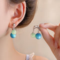 Clear Blue Resin Cross Front Back Drop Earrings, Vacation Style Geometric Circle Ear Jewelry view 2