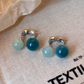 Clear Blue Resin Cross Front Back Drop Earrings, Vacation Style Geometric Circle Ear Jewelry view 3