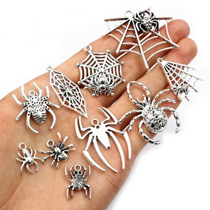 Alloy Spider Web Pendant Charm For DIY Necklace Bracelet Jewelry Accessories Halloween Decor