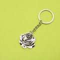 Metal Rose Flower Keychain Bag Charm Gift – Silver view 1