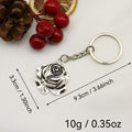 Metal Rose Flower Keychain Bag Charm Gift – Silver view 2