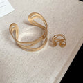 Western Style Metal Hollow Geometric Bracelet And Ring Jewelry Set view 4