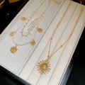 Faux Pearl Sun Pendant Necklace Vintage Western Light Luxury Collarbone Choker view 4