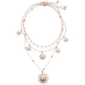 Faux Pearl Sun Pendant Necklace Vintage Western Light Luxury Collarbone Choker view 5