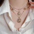 Faux Pearl Sun Pendant Necklace Vintage Western Light Luxury Collarbone Choker view 1