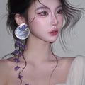 Asymmetric Shell Flower Tassel Drop Earrings Chic Geometric Ear Hook Statement Jewelry view 4