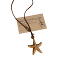 Resin Starfish Wood Bead Pendant Sweater Necklace, Vintage Vacation Style Women's Clavicle Chain view 5