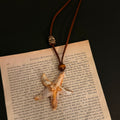 Resin Starfish Wood Bead Pendant Sweater Necklace, Vintage Vacation Style Women's Clavicle Chain view 4