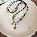 Vintage Chinese Style Floral Ceramic Alloy Clavicle Necklace For Women Ethnic Zen Pendant Jewelry view 2