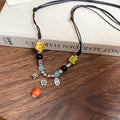 Vintage Chinese Style Floral Ceramic Alloy Clavicle Necklace For Women Ethnic Zen Pendant Jewelry view 4