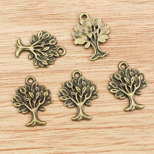 Alloy Tree Pendant Charms 22x17mm 1.3g For DIY Jewelry Necklace Bracelet Making Accessories