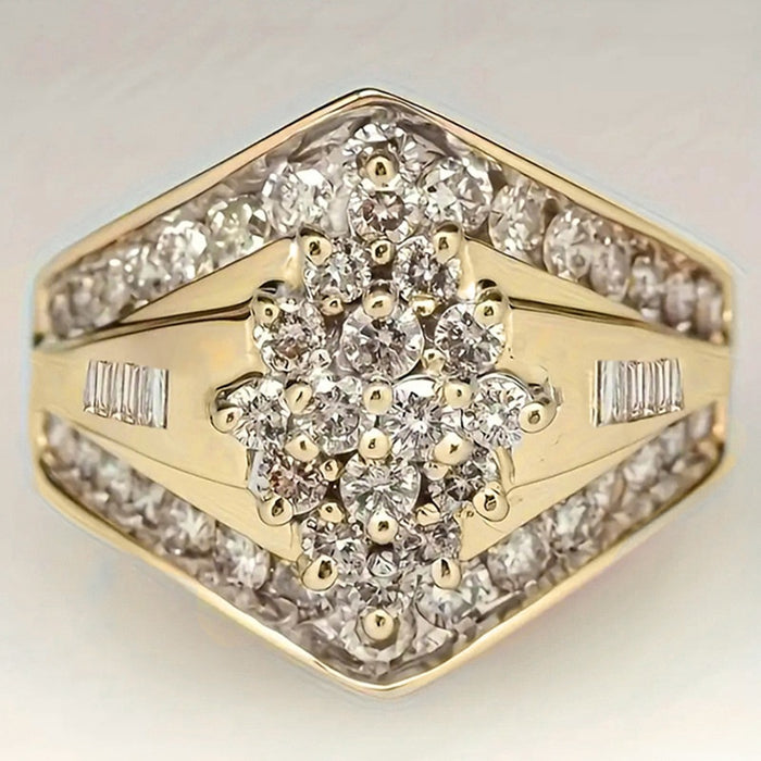 Princess Court Style Heavywork Ring With Micro Pave Zircon, Elegant Luxury Jewelry