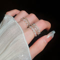 Light Luxury Faux Pearl Rhinestone Multi Layer Open Geometric Ring For Women view 3