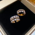 Light Luxury Faux Pearl Rhinestone Multi Layer Open Geometric Ring For Women view 4