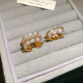 Light Luxury Faux Pearl Rhinestone Multi Layer Open Geometric Ring For Women view 2