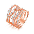 Rose Gold Irregular Arrangement Multi Layer Women's Ring Elegant Designer Fashion Jewelry view 2