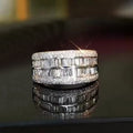 Micro Pave Zircon Geometric Ring For Women, Sparkly Chic Fashion Statement Jewelry view 3