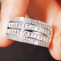 Micro Pave Zircon Geometric Ring For Women, Sparkly Chic Fashion Statement Jewelry view 2
