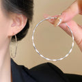 Copper Twisted Hoop Earrings With Silver Pin Minimalist Letter Accent Fashion Jewelry view 4