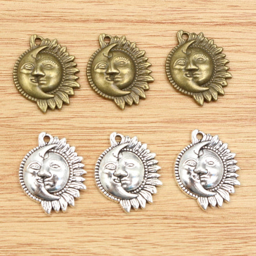 Alloy Moon Sun Flower Pendant Charms 16x20mm 1.5g For DIY Necklace Bracelet Jewelry Making