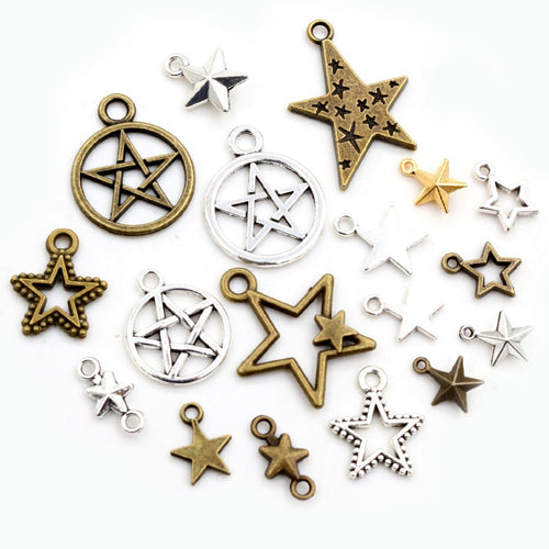 Assorted Alloy Small Star Pendant Charms For DIY Necklace Bracelet Jewelry Accessories