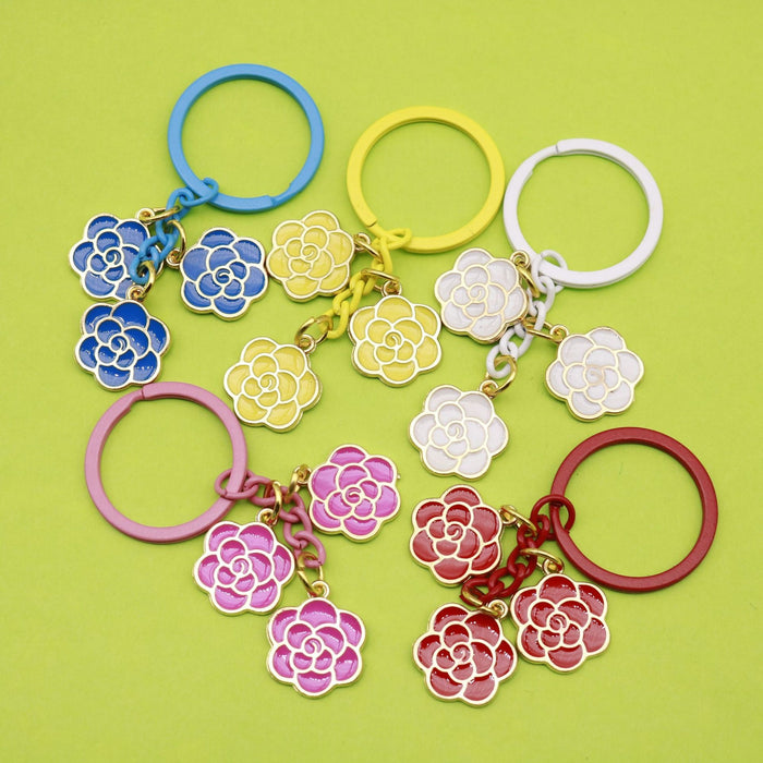 Metal Colorful Cherry Blossom Keychain Bag Charm DIY Gift