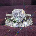 Valentine Heart Couple Rings For Women With Sparkling Heart Zircon Princess Wedding Gift Design view 3