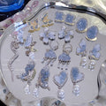 Chic Blue Artificial Crystal Butterfly Stud Earrings For Women Elegant Fresh Fashion Jewelry view 1