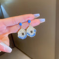 Chic Blue Artificial Crystal Butterfly Stud Earrings For Women Elegant Fresh Fashion Jewelry view 2